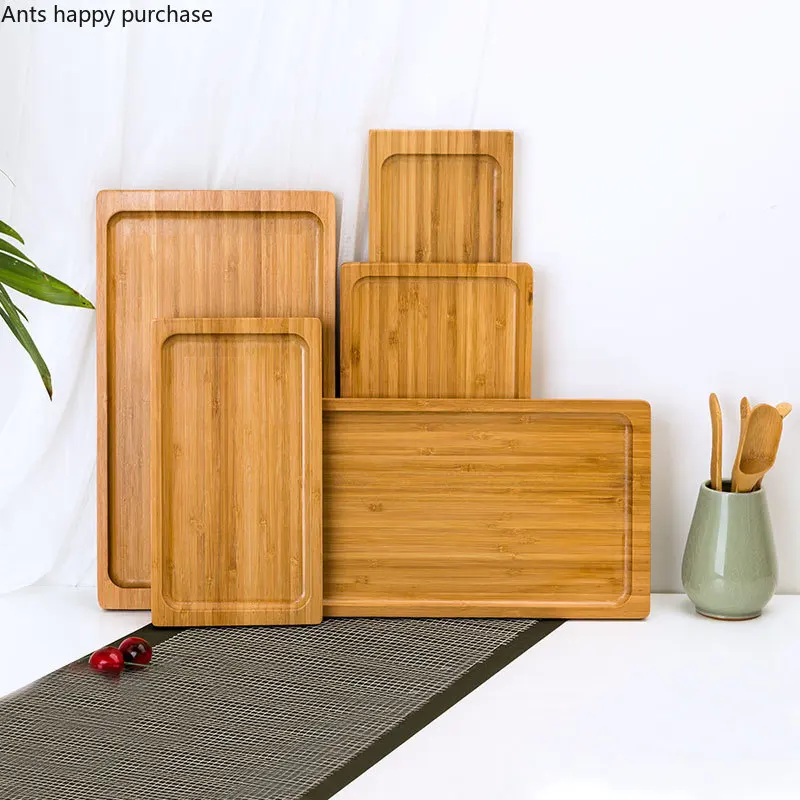 Китайский бамбуковый прямоугольный поднос для хранения бытовой чая гостиницы KTV