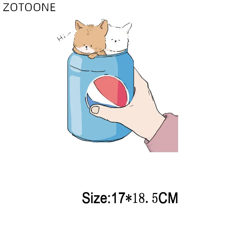 ZOTOONE Cartoon Cola Cat Patches for Clothes Iron on Heat Transfer Big Patch Kids Diy Printed Application Thermo Stickers D | Дом и сад