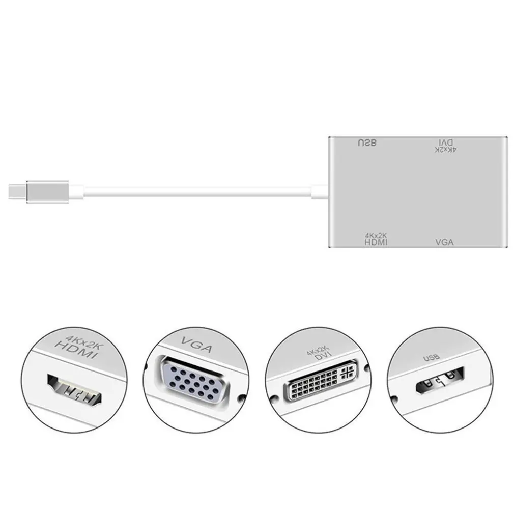 4 в 1 Usb 3 Тип C к Hdmi Vga Dvi 0 выход Расширенный концентратор 4K 1080P 3D видео конвертер для