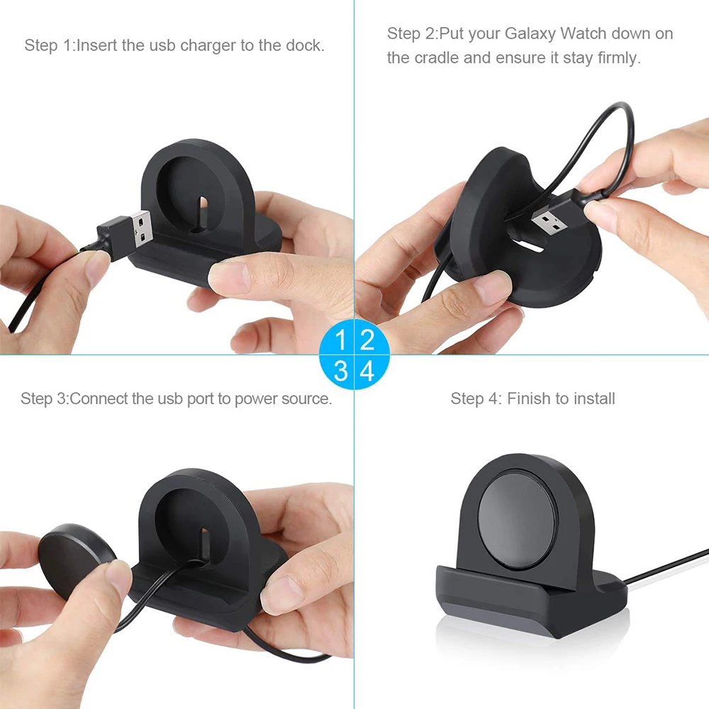 Charger for Galaxy Watch 4/5/Active 2 Charging Cables for Samsung Galaxy Watch Watch 3 Chargers with Silicone Dock Magnetic