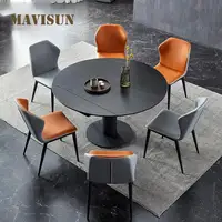 Italian Imported Rock Slab Dining Set Rotating Retractable Round Table Household Small Apartment Multifunctional Kitchen Table