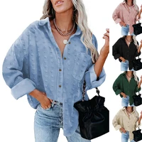 long sleeved shirt casual womens chiffon button loose slim solid color blouse 2021 new fall damskie bluzki z krotkim rekawkiem