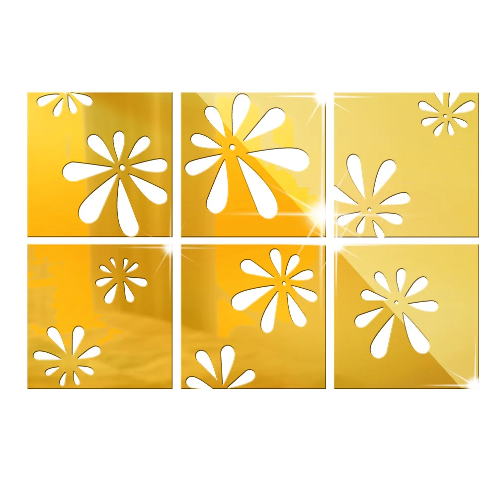 Зеркальный настенный стикер Funlife акриловый Стерео ТВ 3D маленький цветок