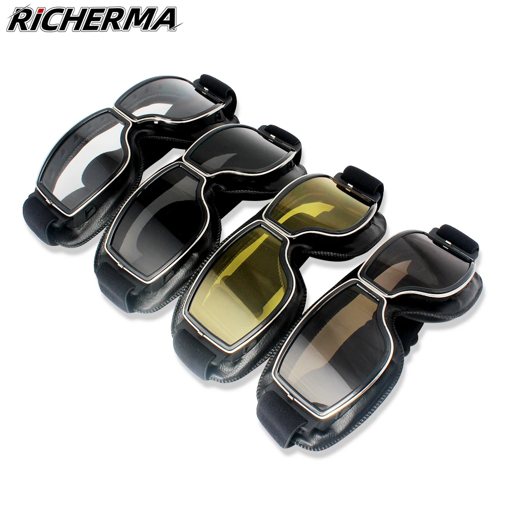 

Steampunk Retro Motorcycle Glasses Anti-glare Fashion Aviator Glasses Outdoor Windproof Dirt Bike Off-road Motocross Goggles