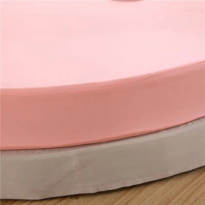 

50 100% Pure Cotton Round Fitted Bed Sheet European Style Solid Color Bedspread Bed Linen for Round Diameter 200cm-220cm