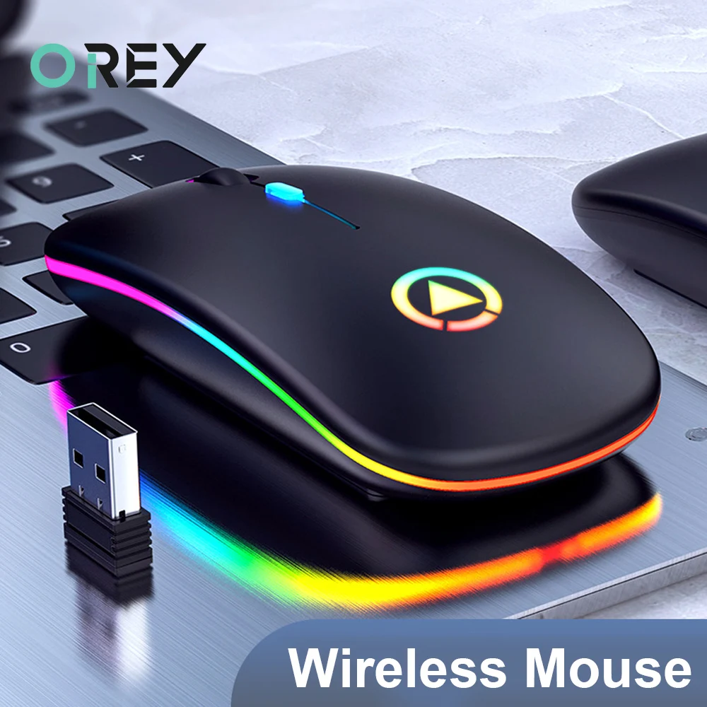 Мышь компьютерная беспроводная Бесшумная 2 4 ГГц 1600DPI RGB подсветка|Мыши| |