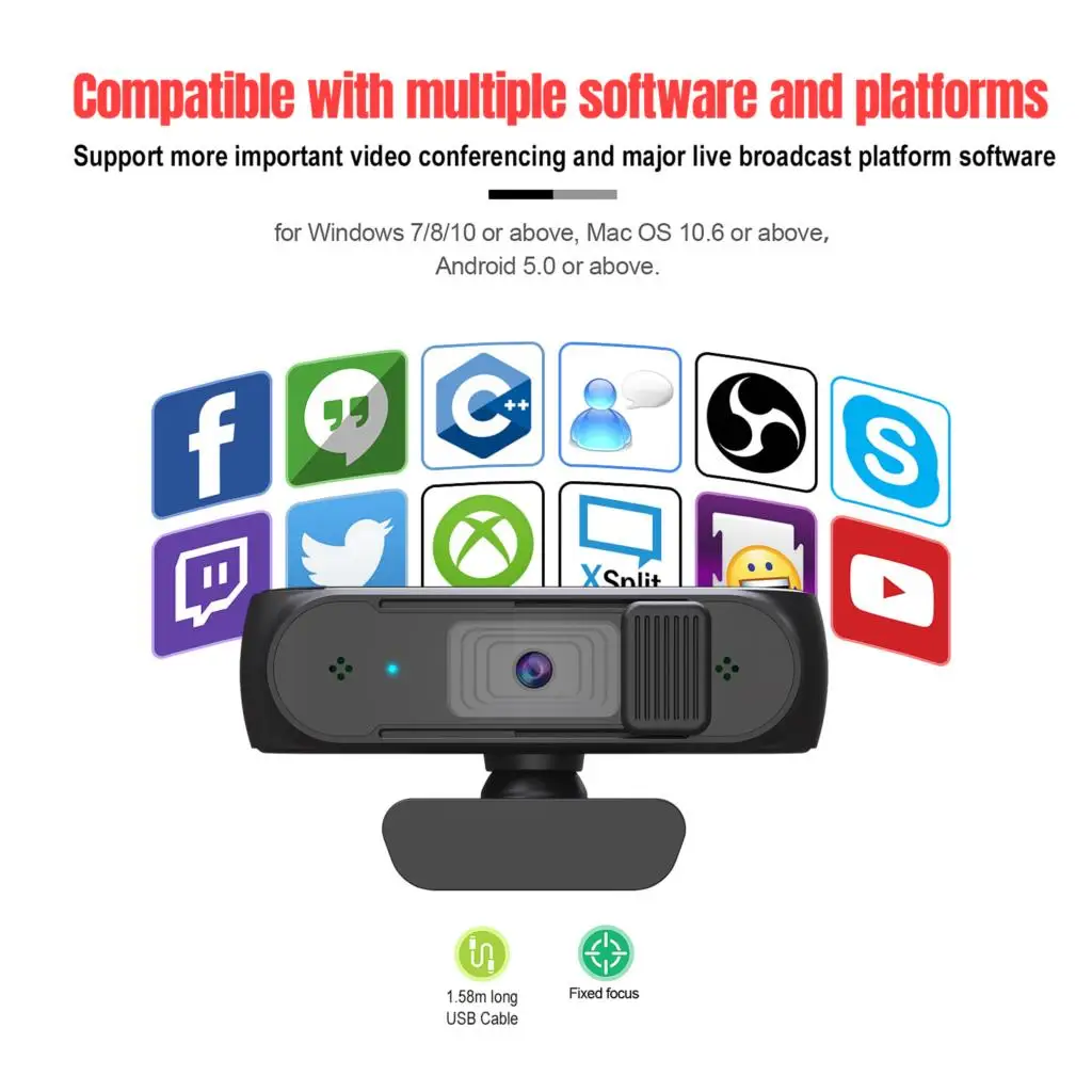 5MP usb-камера с 2 5 K 720P1080P FHD веб-Камера AF светильник коррекции и двумя микрофонами