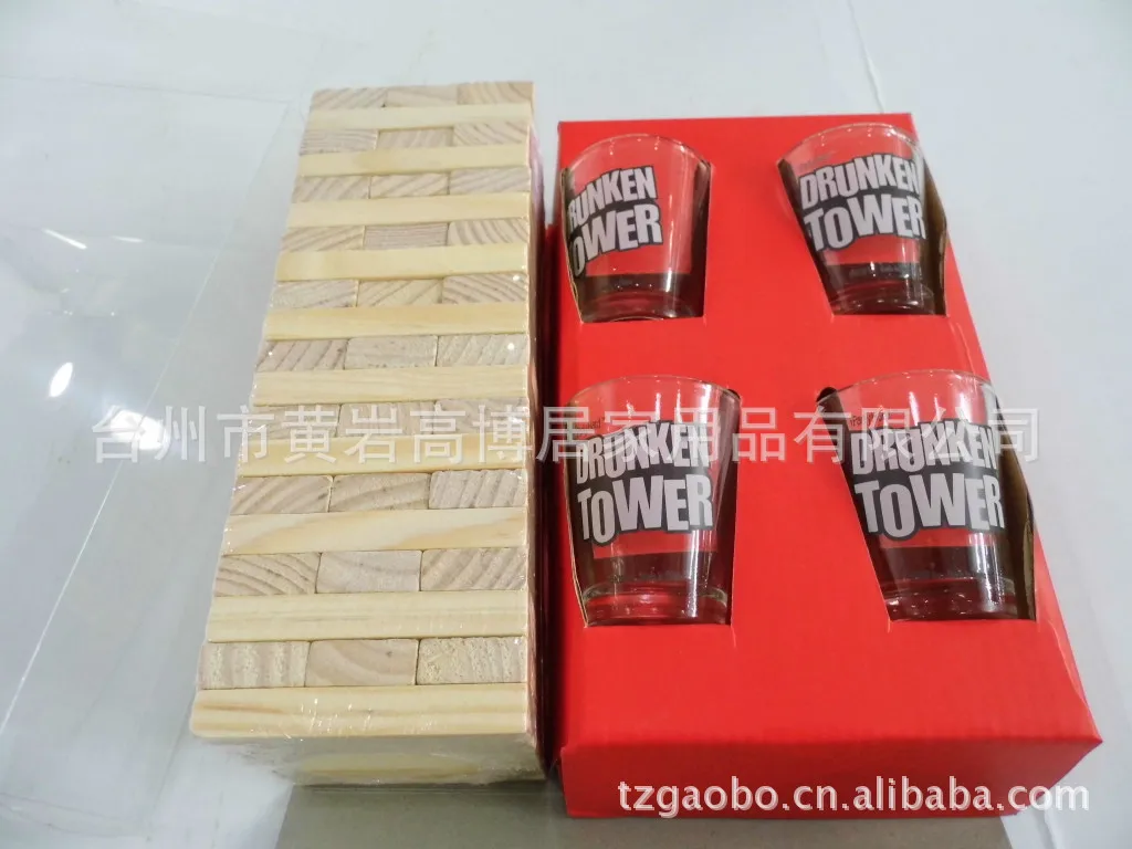 

Wooden drinking building block hands on toy wine set wine cup game