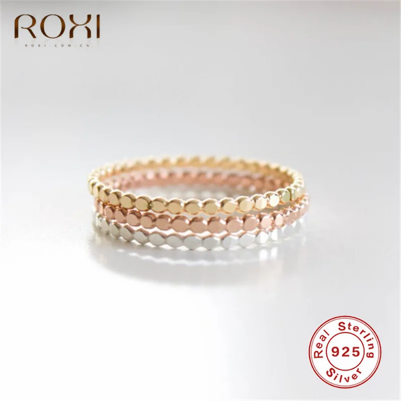 ROXI 925 Серебряные кольца для женщин тонкий Укладка из бисера обручальное кольцо