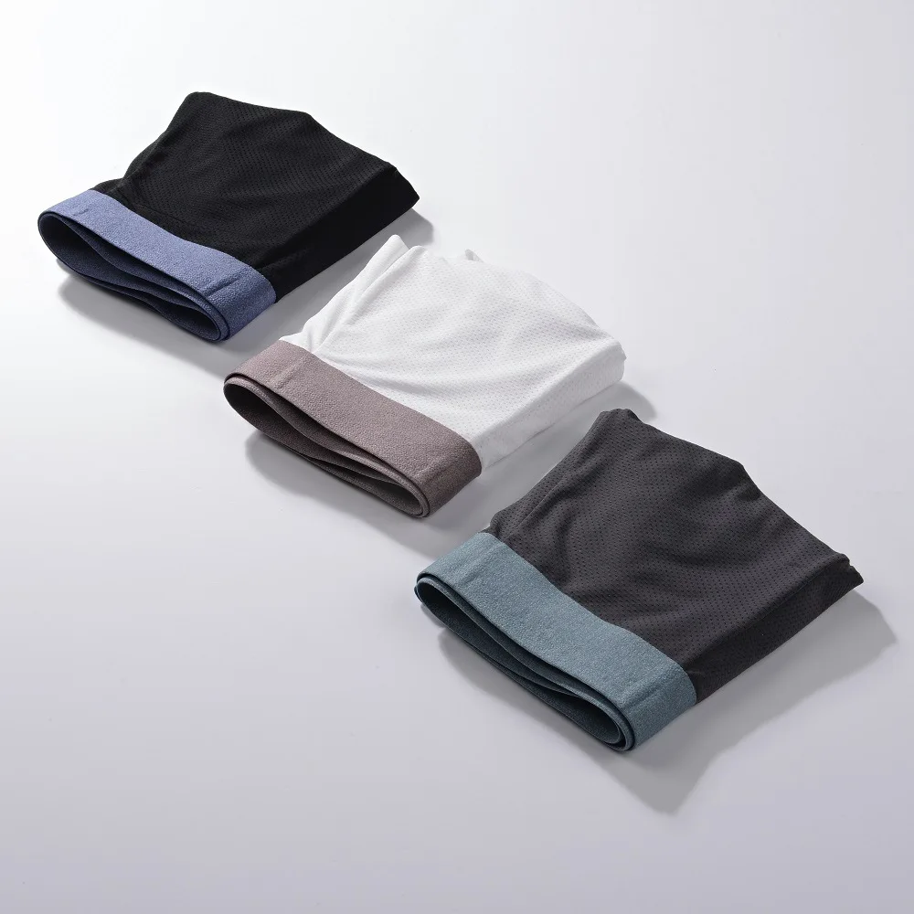 

3Pcs Ice Silk Boxers Seamless Men Underwear Mens Underpants Male Panties Shorts Boxer Ultra-thin Solid Mesh Breathable Man Cueca