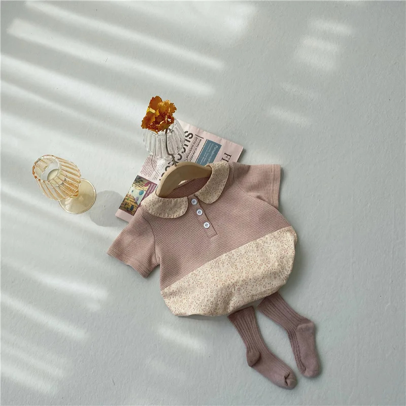 

2021Newborn Girl Clothes Summer New Korean Baby Girl Romper Cotton Short Sleeve Girl One Piece Clothes Toddler Kids Onesies