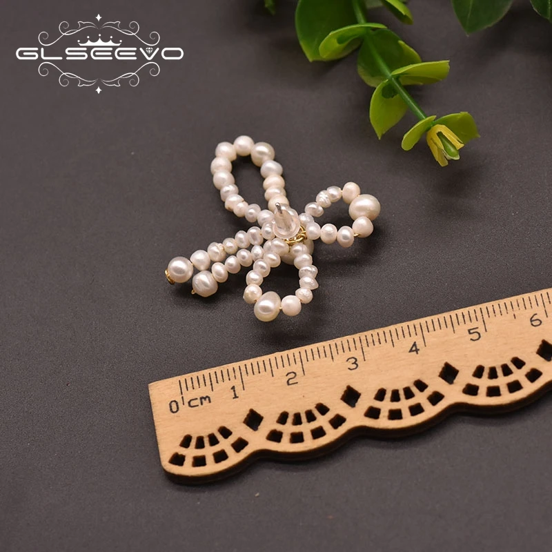 

GLSEEVO Natural Freshwater Pearl Stud Earrings For Women Girls Wedding Bow Sweet Romantic Luxury Earrings Jewelry GE1003