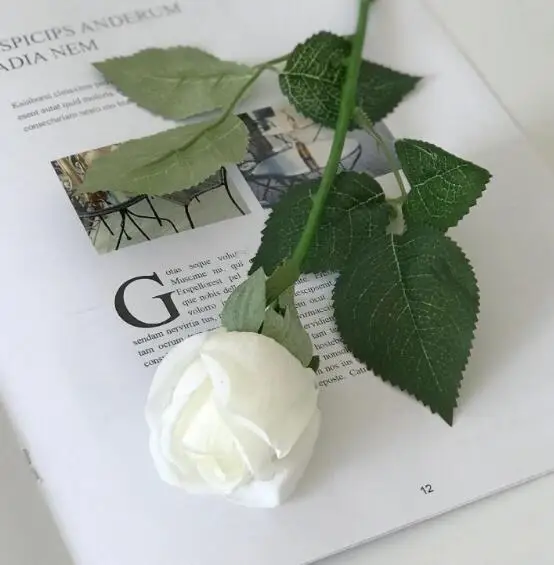 white rose 20 шт./лот! торговля настоящие касания фетровые цветы искусственные розовые бутоны латексные розы свадебные декоративные цветы искусственные розы - Цвет: white rose