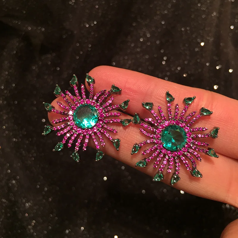 

Wave geometry earrings female S925 silver needle high sense sunflower earrings retro Hong Kong style