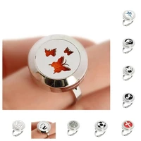 1pc 20mm butterfly paw diffuser locket ring resizable essential oil 316l stainless steel aromatherapy ring free 10pads