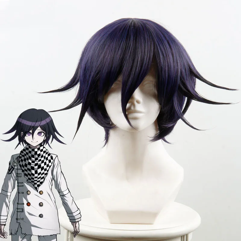 

Anime Danganronpa V3: Killing Harmony Ouma Kokichi Cosplay Wigs Short Straight Heat Resistant Synthetic Hair Wig + Wig Cap
