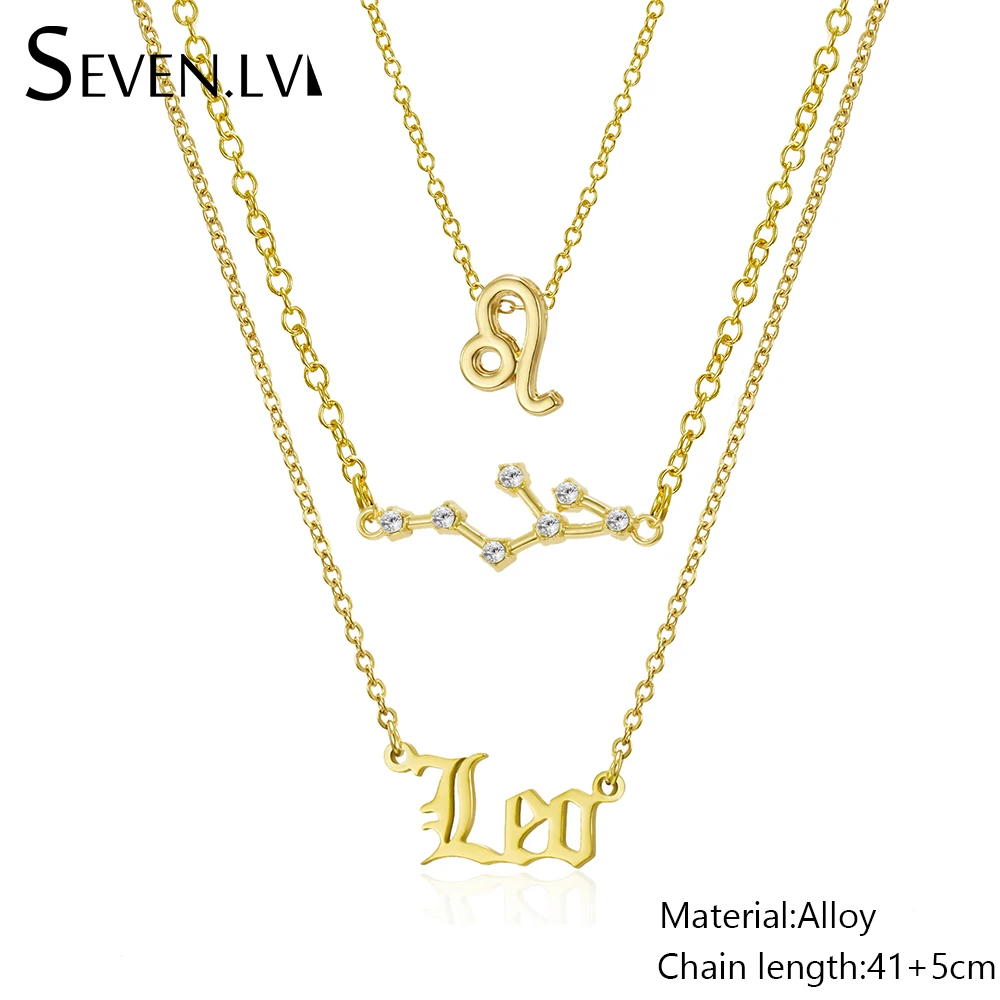 

3pcs / set 12 constellations Necklace Aries Aquarius charm jewelry gold chain Zodiac Necklaces Jewelry Gifts Wholesale for women