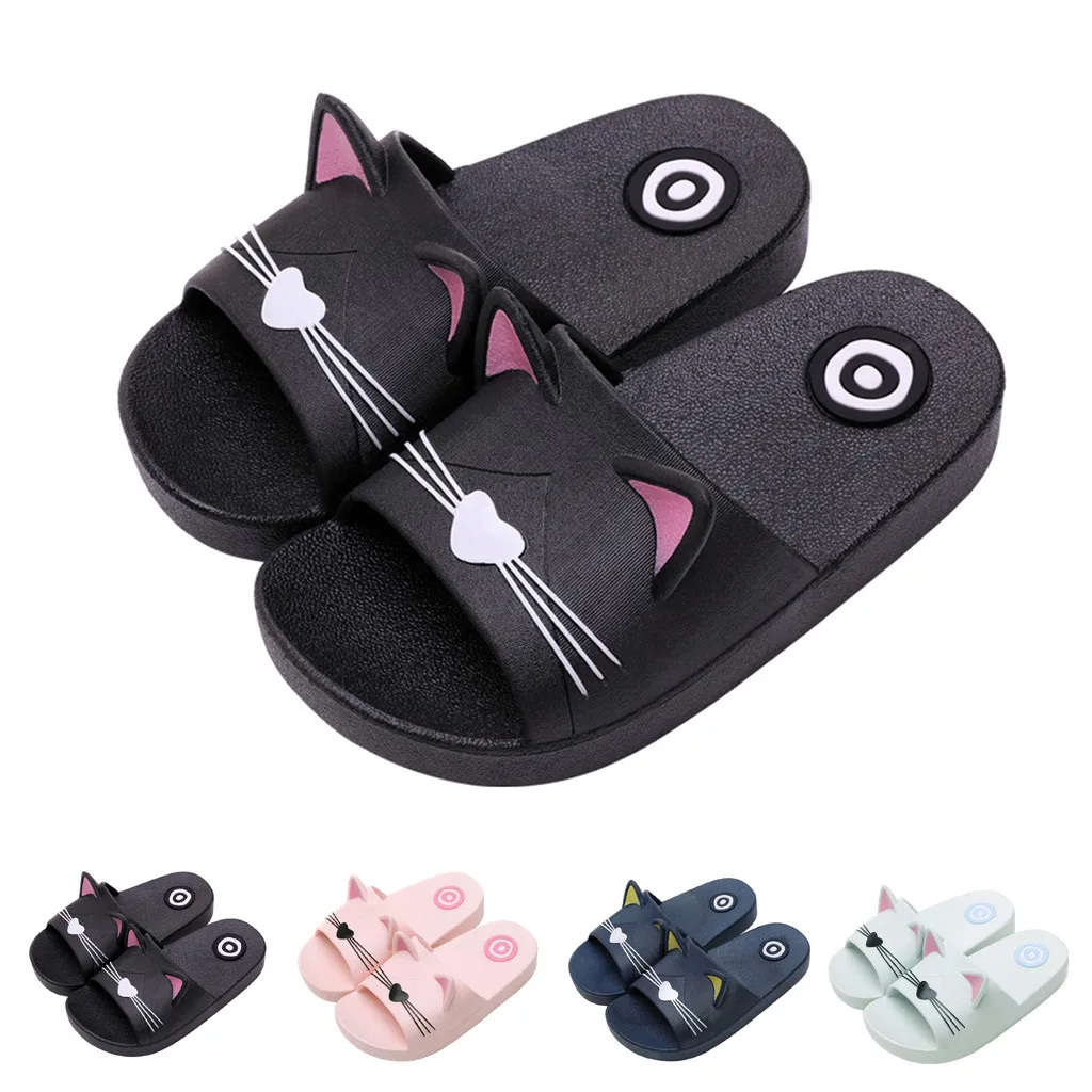 

TELOTUNY slippers Baby Kids Girls Boys Home Slippers Cute Cartoon Cat Non-slip Floor Family Flip Flops summer Beach Shoes Jun16