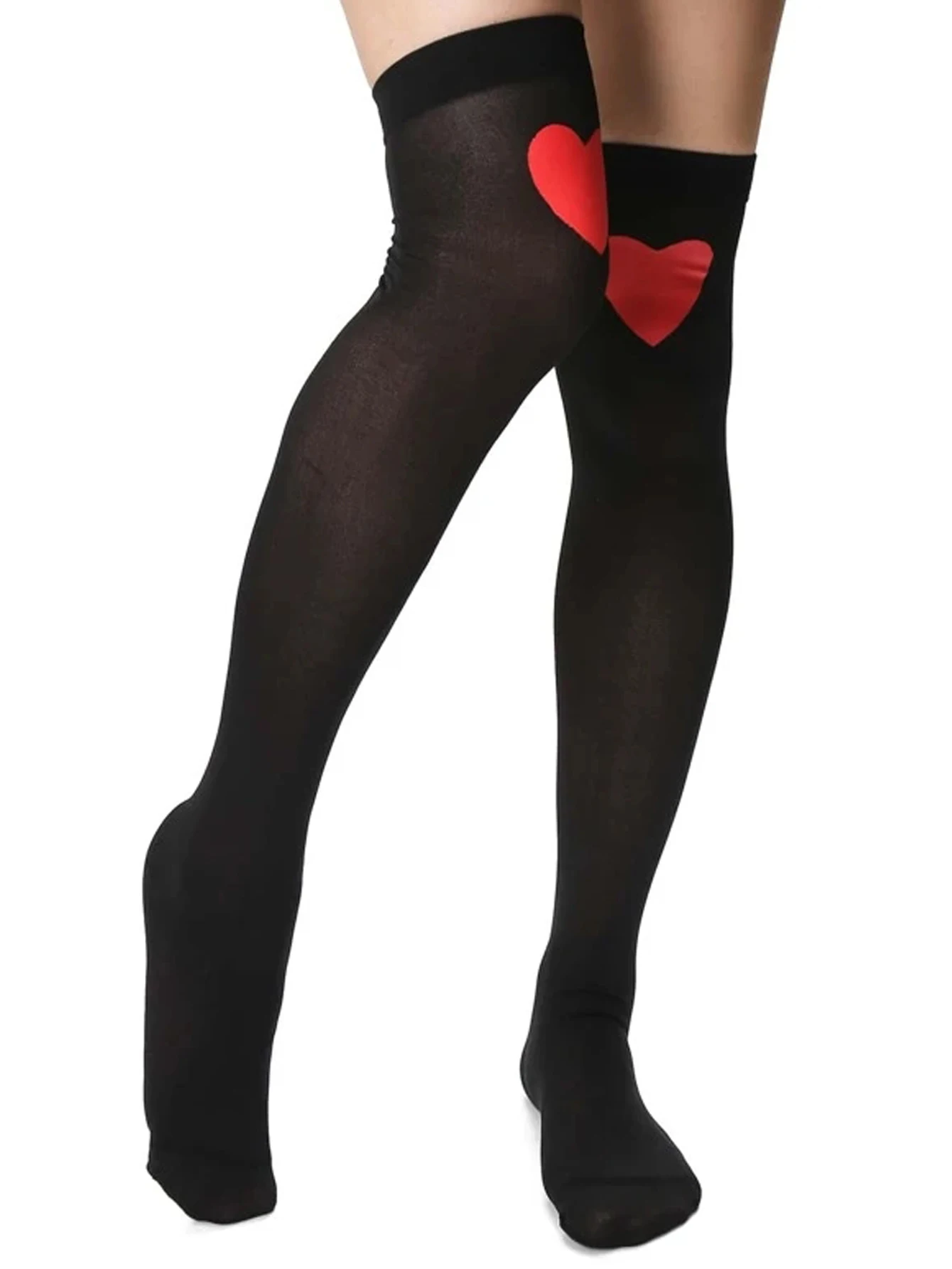 Сексуальные модные чулки выше колена с принтом в виде сердца | Женская одежда
