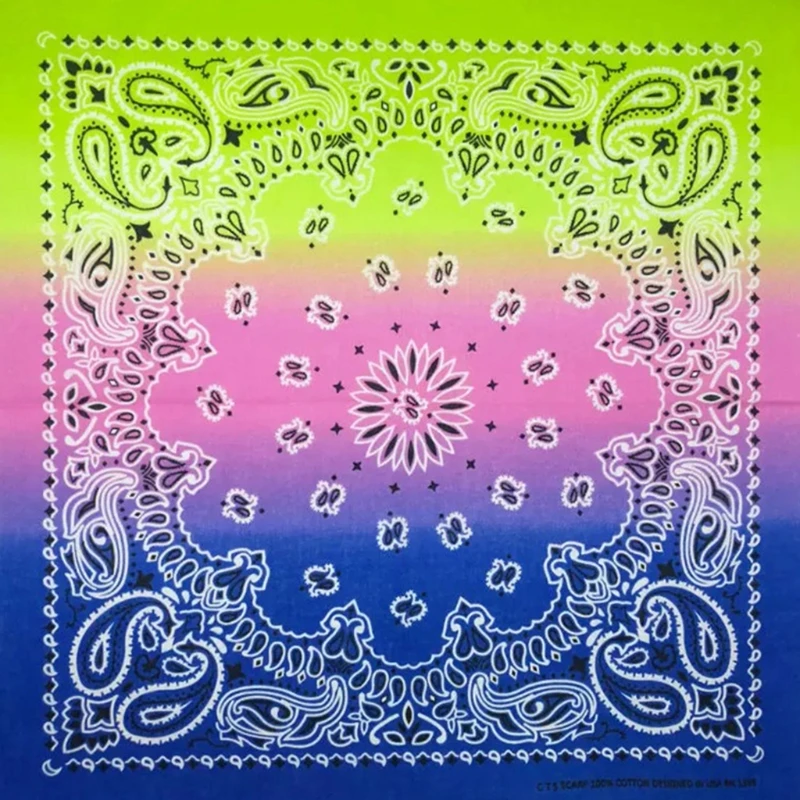 

6pcs Cotton Bandana Square Scarf Magic Turban Gradient Flower Hip-hop Headband