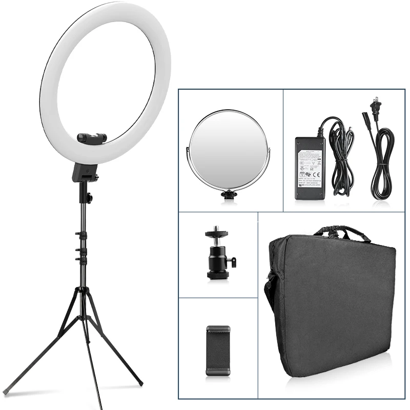 SAMTIAN RL-20A LED Ring Light 20inch Dimmable Bi-color Lamp Photography Circle Lights for Makeup YouTube with Mirror |
