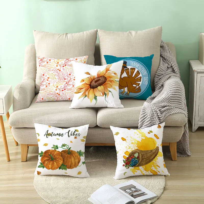 

Elephant Pillowcases Sunflowers Printed Cushion Cover Microfiber Decorative Throw Pillow Covers For Sofa Bed Home Decor 45*45cm