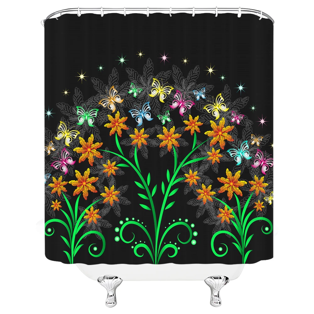 Занавеска для душа водонепроницаемая тканевая занавеска с красивыми бабочками и