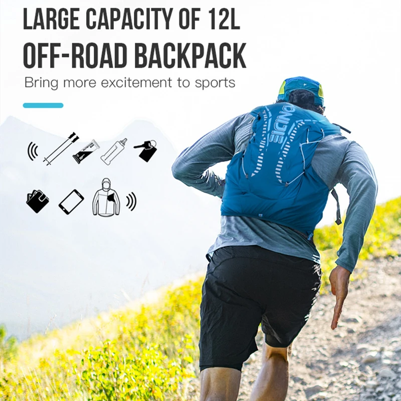 AONIJIE C962S 12L Hydration Backpack Pack Bag Vest Soft Water Bladder Flask for Hiking Trail Running Marathon Race Bag 1.5L