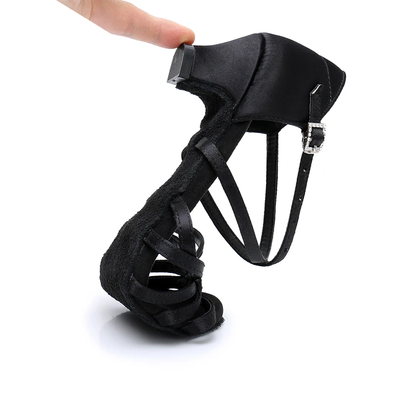 HROYL Girls Dance Shoes Ballroom Children Latin Dance Shoes Satin Women Ladies Tango Dancing Shoes Salsa Sandal Low heels