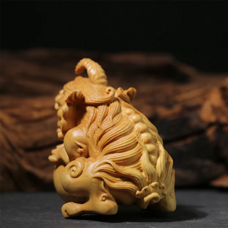 Статуя Льва Pixiu в китайском стиле 8 см деревянные украшения скульптура из бокса