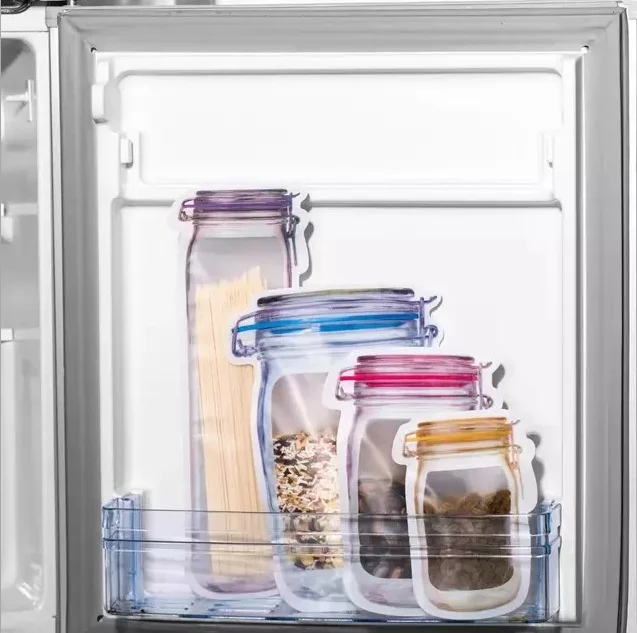 

Travel Food Candy Ziplock Bags Portable Reusable Mason Jar Bottles Bags Seal Food Container Food Snack Zipper Bags 5pcs/set