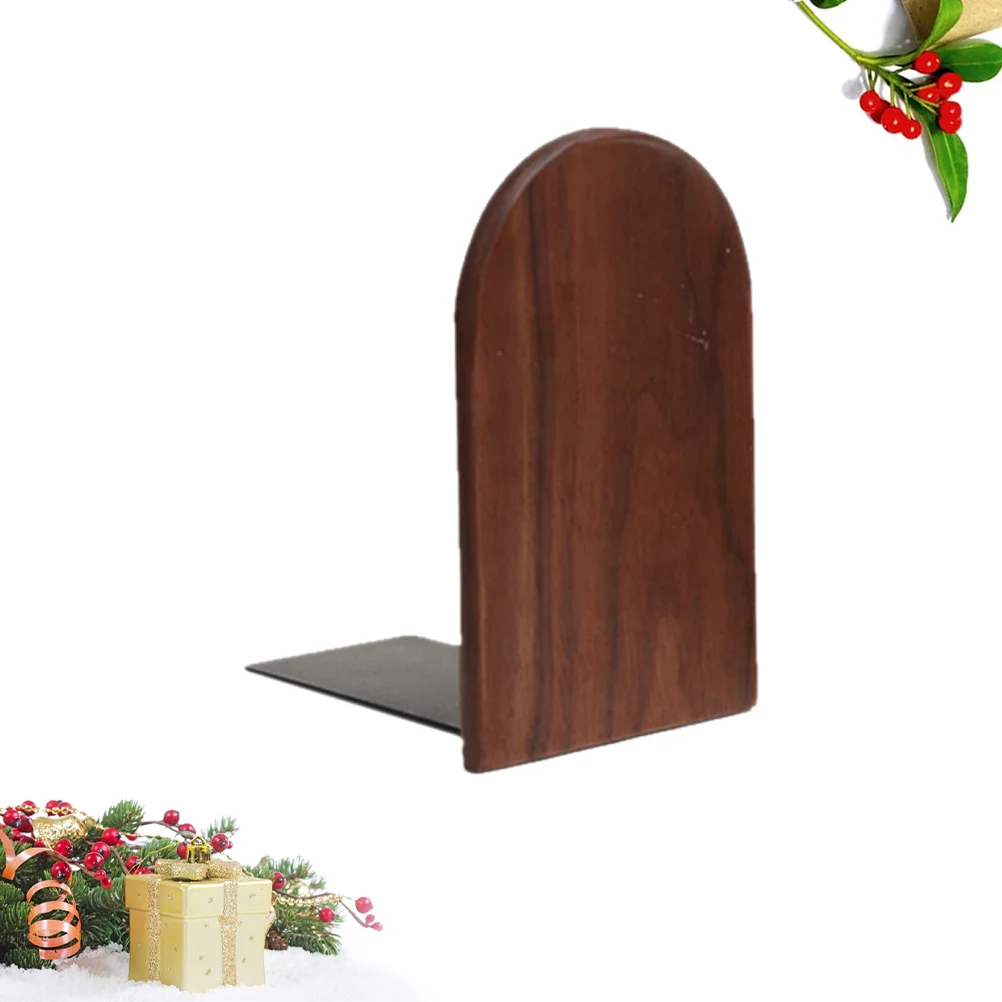 

Black Walnut Bookends Book Supports Rack Magazines Organizer Stand for Office and School - Round Head