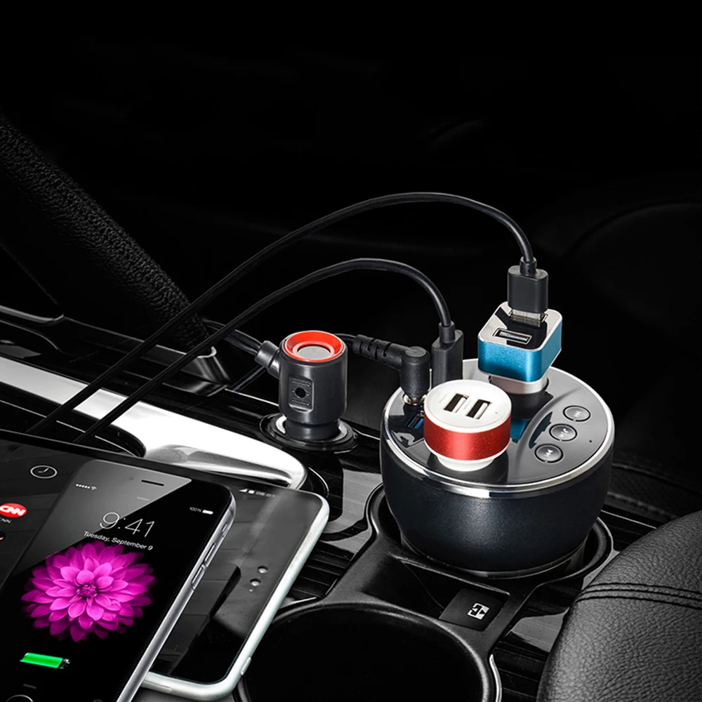 Автомобильный многофункциональный fm-передатчик музыка палер Hands-Free беспроводной Bluetooth стерео плеер безопасности молоток автомобильный комплект зарядное устройство в виде чашки