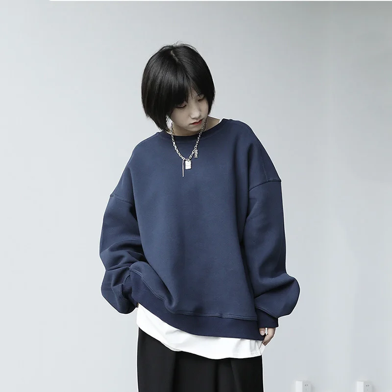 

Vintage Loose Multicolor Fit Sweatshirt New Round Neck Long Sleeve Women Big Size Fashion Spring Autumn 2021 1DD0681