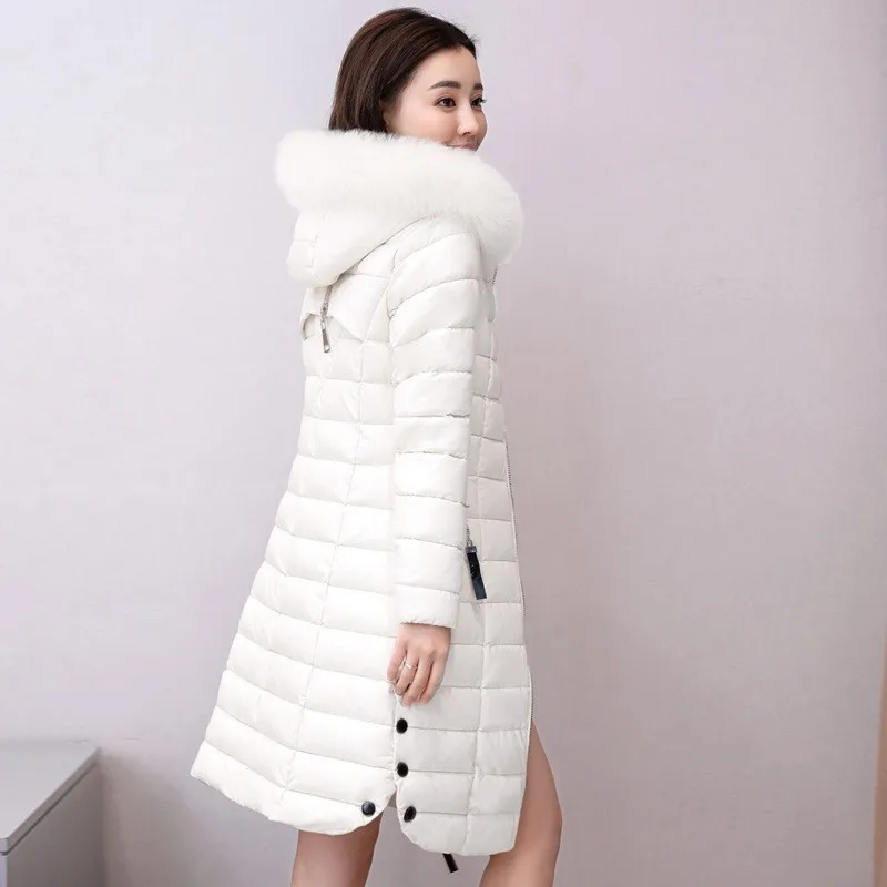 Женское теплое плотное пальто с воротником из лисьего меха 2020 зимняя куртка