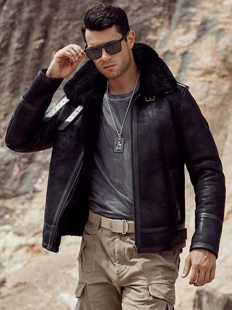 Denny &amp Dora новая мужская дубленка B3 черная кожаная куртка зимняя верхняя одежда