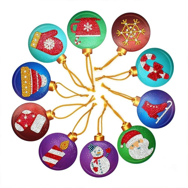 

10 Pcs Gift Wrap Tags DIY Artificial Diamond Painting Christmas Stickers Decor Handicraft Cards Holiday Card Art Craft Decor