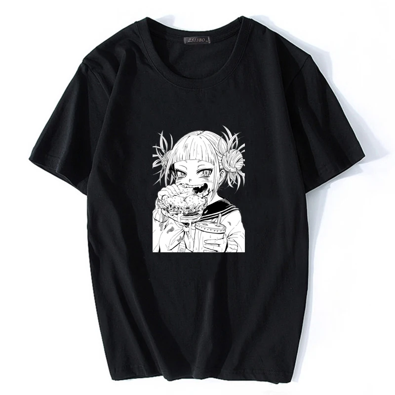 Black-02 Harajuku/японская Футболка с принтом Toga Himiko, Мужская футболка с надписью Boku No Hero Academy, Мужская Уличная футболка с надписью My Hero Academy, футболки в стиле хип-хоп - Цвет: Black-02