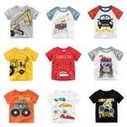 Новинка 2021 года, детские топы, хлопковая летняя футболка с принтом машины для мальчиков одежда для малышей Одежда для мальчиков детская футболка с короткими рукавами От 2 до 8 лет