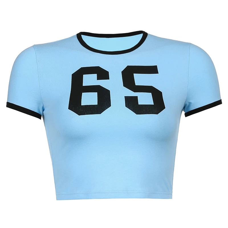 

Rockmore Y2K Print Crop Top Women Casual T-shirt Bodycon Short Sleeve T Shirts Skinny Cute Baby Cotton Tee Shirts Clothes Summer