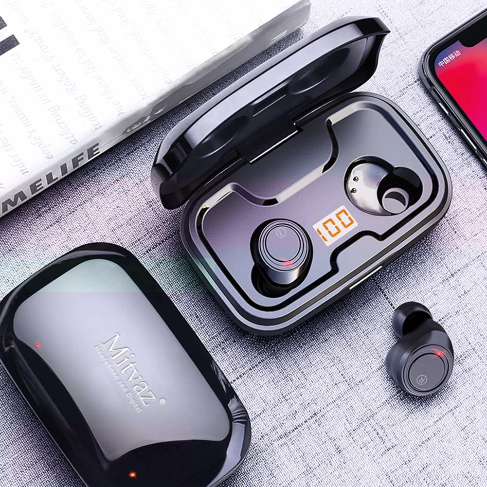 Миниатюрные Bluetooth наушники 5 0 TWS беспроводные гарнитура спортивные с зарядным