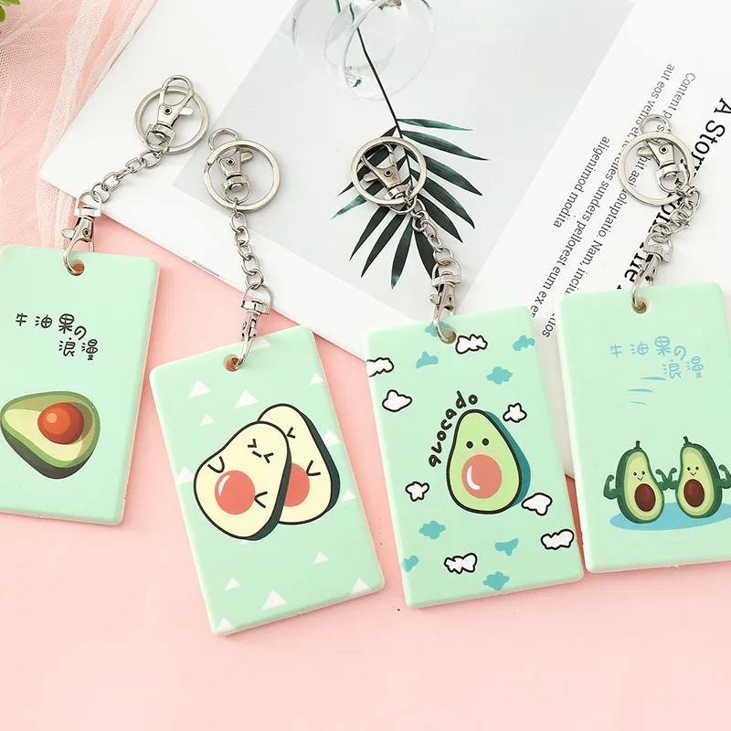 Kawaii мультфильм фрукты авокадо карты Ключ ID держатель для карт имя тег персонал