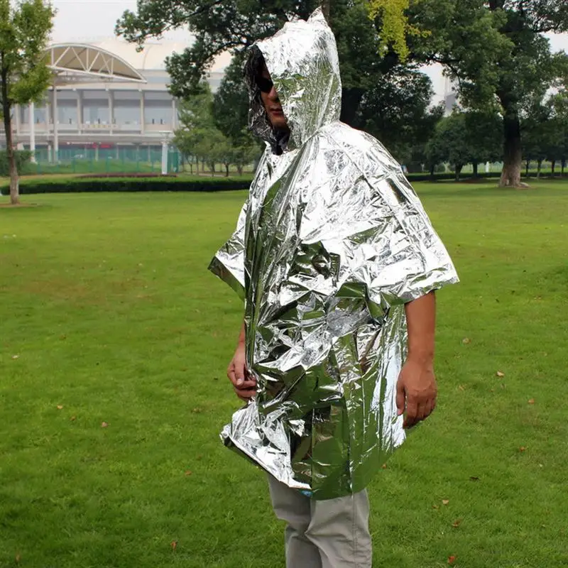 Аварийное майларовое термальное пончо компактный водонепроницаемый дождевик