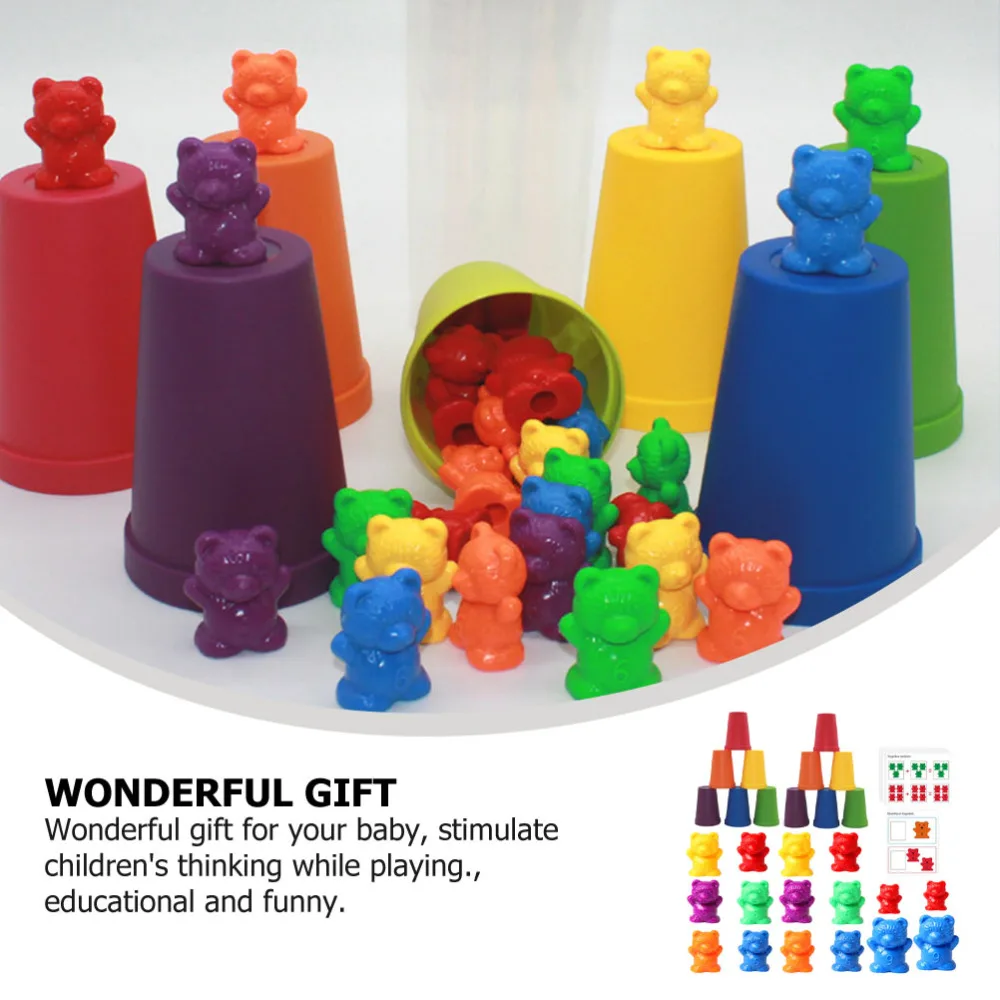

1 Set Counting Bear Beads Baby Mathematics Teaching Aids Rainbow Bear Toys