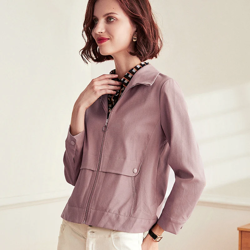 

Women's Long Sleeve Tooling Jacket Straight Fashion Short Jacket Thin
