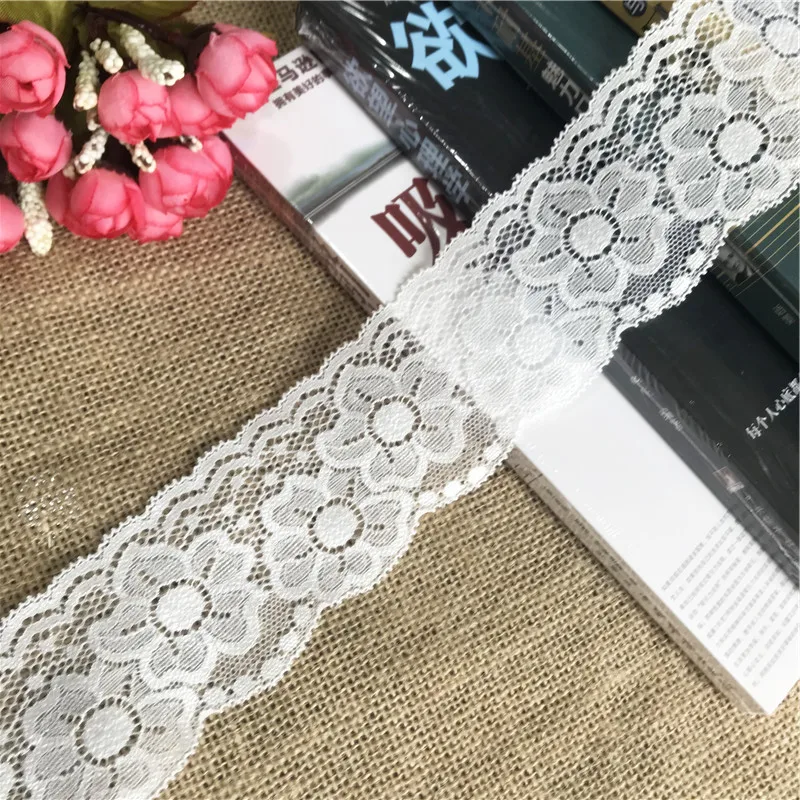 

!5-6CM S1578 White Multi-color Soft Elastic Spandex Flower Edge Trim DIY Clothing Underwear Fabric Handmade Material Lace Ribbo