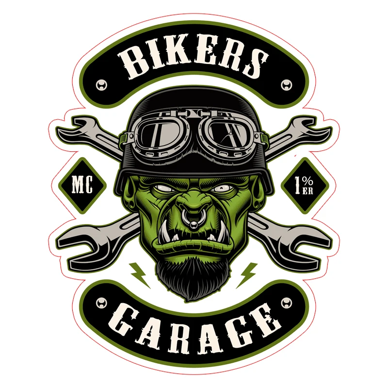 biker garage mc 1% ghost animal retro green devil bent beam car motorcycle stickers decal #702