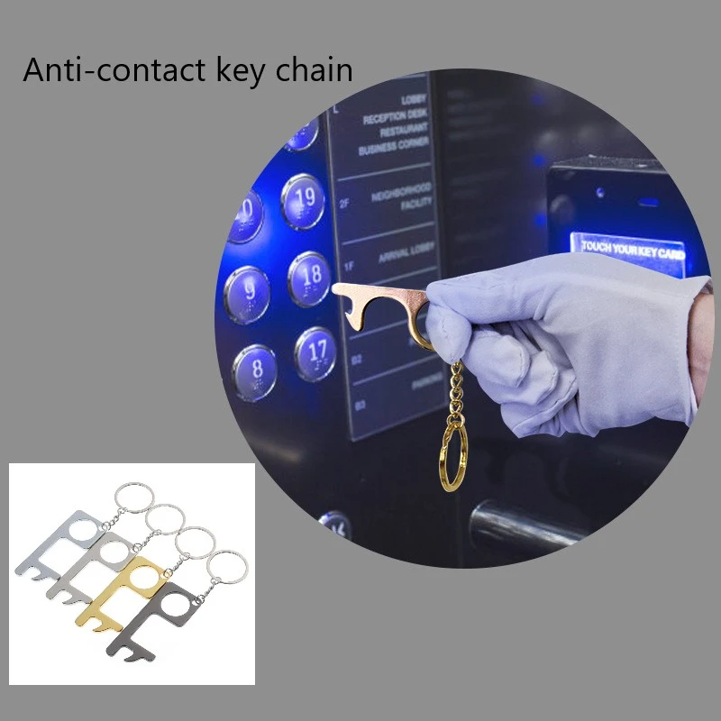 Bottle Opener Non-Touch Door Keychain Multifunctional Metal With Key Ring Safe Elevator Tools Contactless Hot | Дом и сад