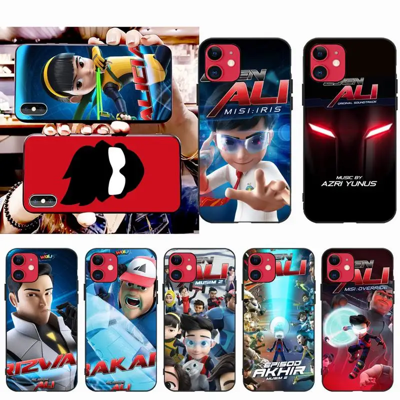 NBDRUICAI аниме Ejen Ali Чехол черный мягкий чехол для телефона iPhone 11 pro XS MAX 8 7 6 6S Plus X 5S SE XR |