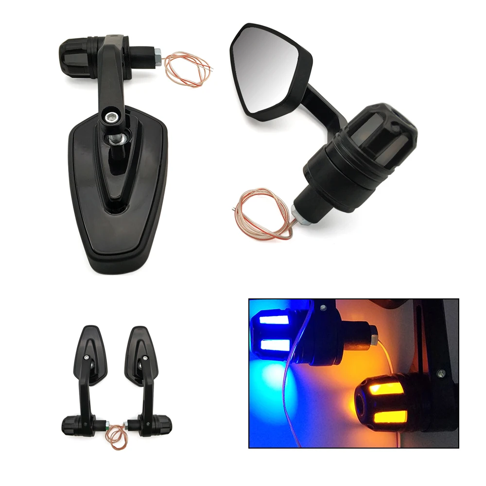 Боковое зеркало для мотоцикла светодиодная ручка торцевые зеркала указатель